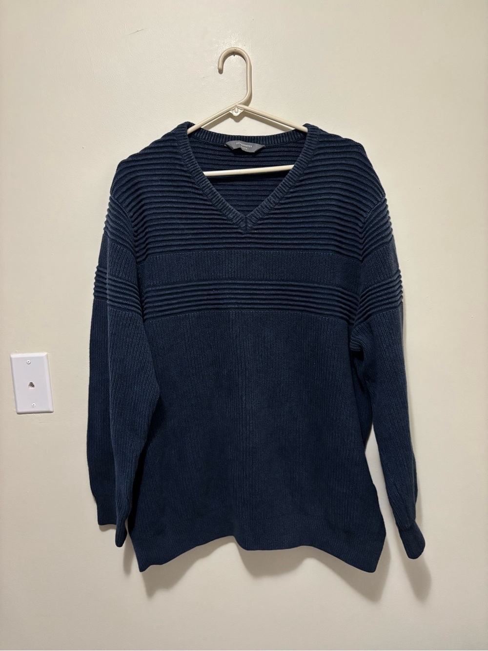 Denver Hayes Men's Ribbed V-Neck Sweater (Navy Blue, Size 2XL/2TG)
